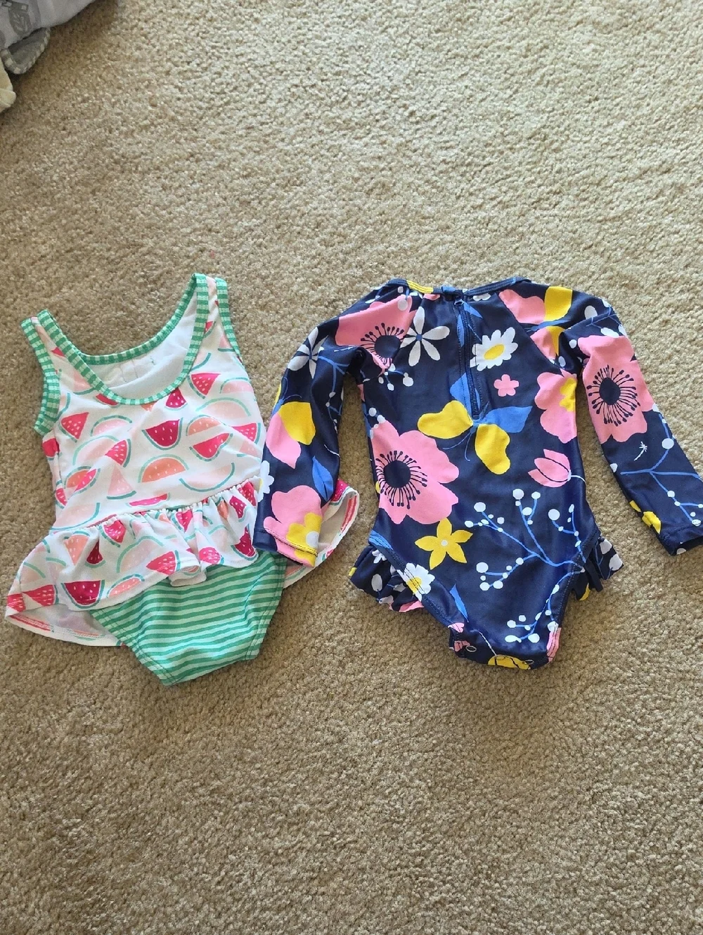 Gymboree Baby Girls Swimsuits Watermelon Floral Navy 12-18M